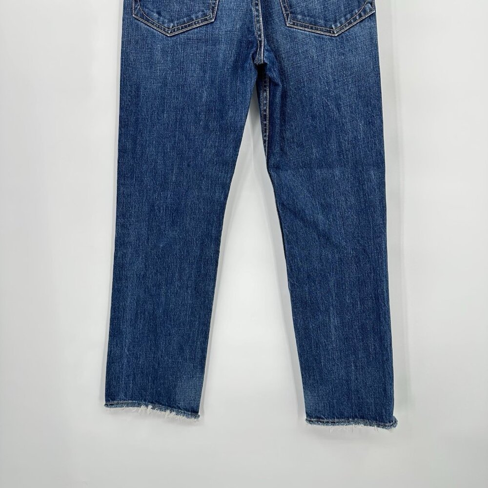 SOLD high rise raw hem seamed front denim 23